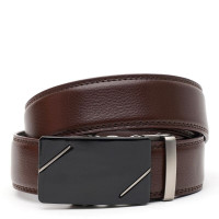 Кожаный мужской ремень с пряжкой автомат V1GKX46-brown