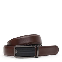 Мужской кожаный ремень с пряжкой автомат V1GKX44-brown