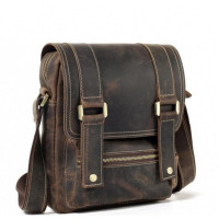 Мужской мессенджер из винтажной коричневой кожи Tiding Bag T1172