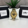 Качественные мужские механические часы Winner GMT-1159 Gold золото,наручные часы Виннер скелетон 2022