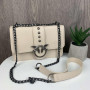 Женская мини сумочка клатч на плечо в стиле Pinko, белая сумка на цепочке с птичками Молочный