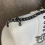 Женская мини сумочка клатч в стиле Pinko черная с птичками. Маленькая сумка на цепочке с птицами Пинко реплика Белый