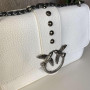 Женская мини сумочка клатч в стиле Pinko черная с птичками. Маленькая сумка на цепочке с птицами Пинко реплика Белый