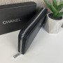 Женский кожаный клатч кошелек Chanel черный из натуральной кожи в коробке