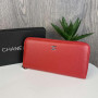 Женский кожаный клатч кошелек Chanel черный из натуральной кожи в коробке