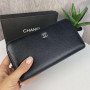 Женский кожаный клатч кошелек Chanel черный из натуральной кожи в коробке