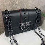Женская мини сумочка клатч Pinko черная с красными вставками, маленькая сумка Пинко птички
