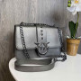 Женская мини сумочка клатч в стиле Pinko с птичками. Маленькая сумка на цепочке Пинко птички бордовая зеленая Серебристый