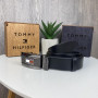 Качественный мужской кожаный ремень автомат стиле Tommy Hilfiger, пояс из натуральной кожи Томми