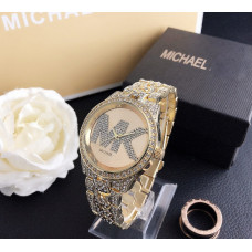 Женские часы Michael Kors качественные реплика. Брендовые наручные часы с камнями золотистые серебристые