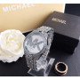 Женские часы Michael Kors качественные реплика. Брендовые наручные часы с камнями золотистые серебристые Серебро