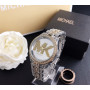 Женские часы Michael Kors качественные реплика. Брендовые наручные часы с камнями золотистые серебристые Золотой с серебром