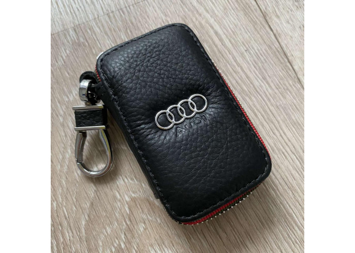 Автомобильный кожаный чехол брелок для ключей от машины, брелок сигнализации натуральная кожа Audi