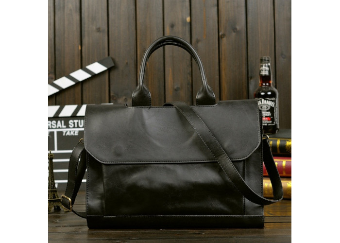 Классическая мужская сумка для документов офисная, мужской деловой портфель для работы, планшета Черный