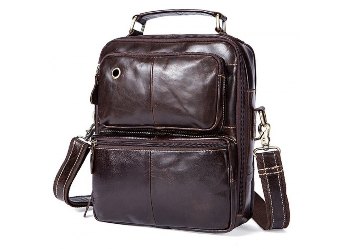 Сумка мужская гладкая Vintage 14748 Коричневая