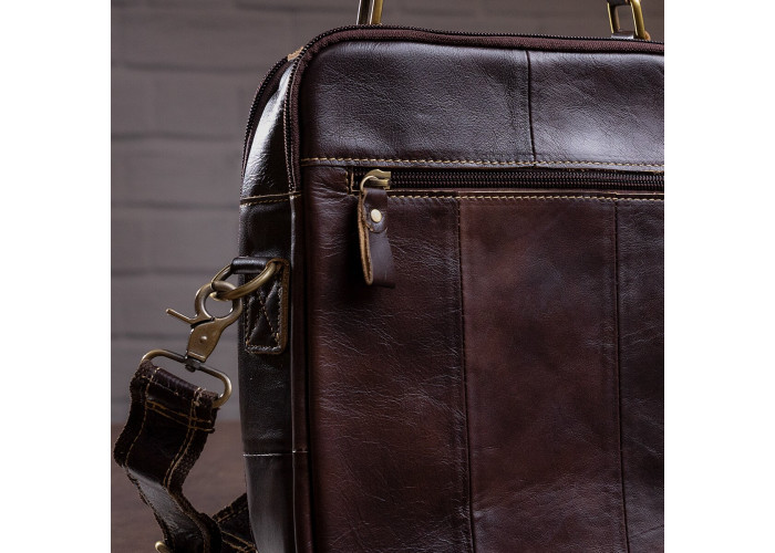 Сумка мужская гладкая Vintage 14748 Коричневая