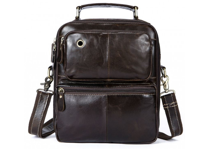 Сумка мужская гладкая Vintage 14748 Коричневая
