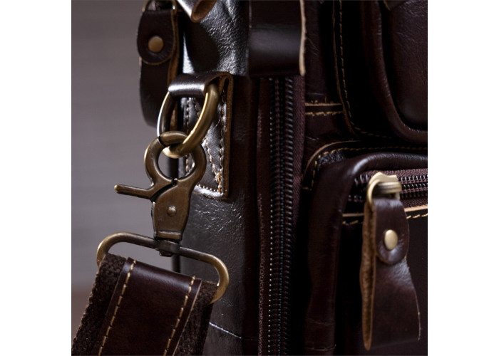 Сумка мужская гладкая Vintage 14748 Коричневая