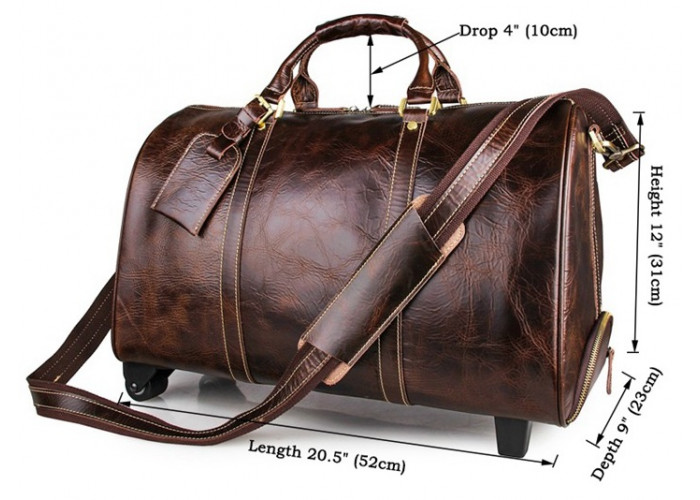 Сумка дорожная Vintage 14254 на колесах Коричневая