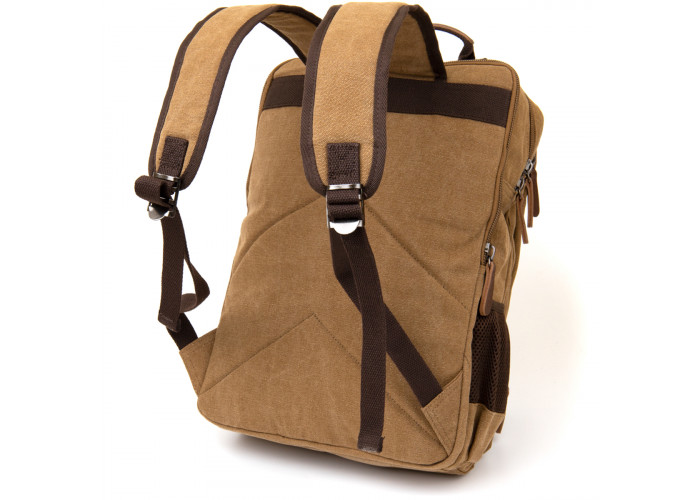 Рюкзак текстильный дорожный унисекс на два отделения Vintage 20614 Песочный