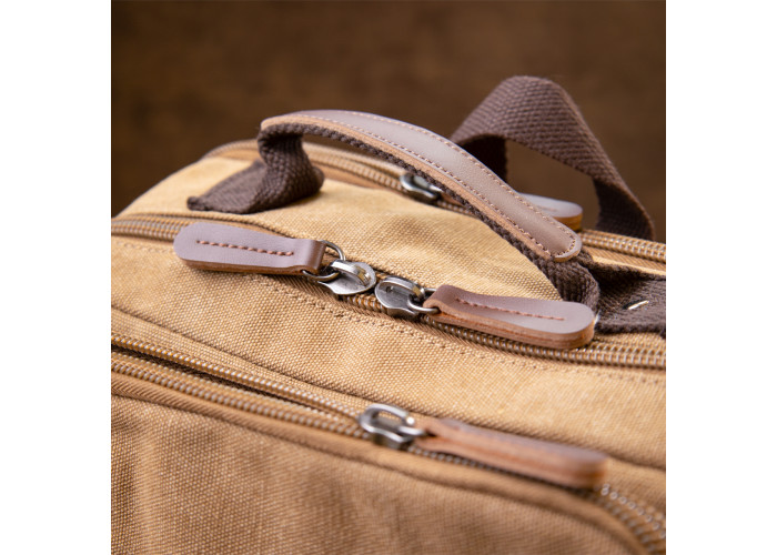 Рюкзак текстильный дорожный унисекс на два отделения Vintage 20614 Песочный