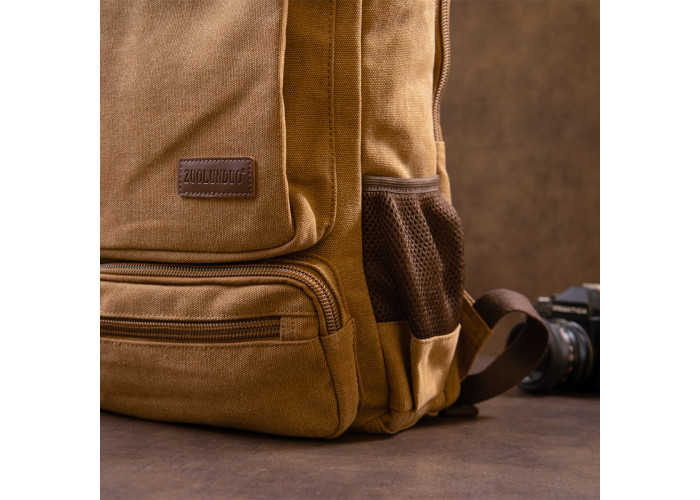 Рюкзак текстильный дорожный унисекс на два отделения Vintage 20614 Песочный