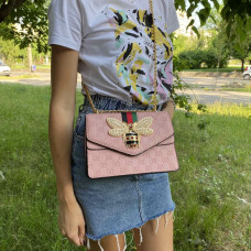 Женская мини сумочка клатч на цепочке с пчелой, маленькая женская сумка через плечо пчела сумка-клатч Розовый