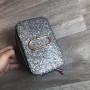 Женская мини сумочка клатч Серебро с блестками