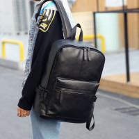 Классический мужской рюкзак ПУ кожа + ПОДАРОК визитница Мужской, Черный