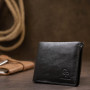 Кожаное мужское глянцевое портмоне GRANDE PELLE 11554 Черный