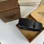Мужской кожаный ремень пряжка зажим в стиле Армани Armani черный с тиснением