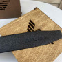 Мужской кожаный ремень пряжка зажим в стиле Армани Armani черный с тиснением
