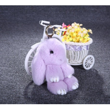 Меховой брелок заяц на сумку рюкзак, игрушка на сумочку рюкзачок Светло-фиолетовый