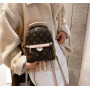 Женский мини рюкзак сумочка в стиле Луи Витон. Маленький рюкзачок сумка Louis Vuitton реплика Молочные вставки