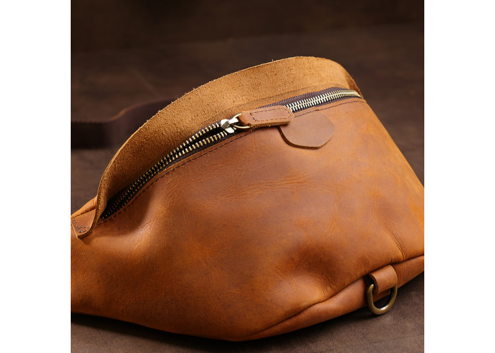 Кожаная мужская винтажная сумка на пояс Vintage 20371 Коричневый