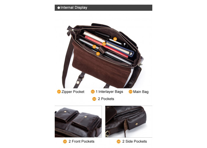 Портфель деловой мужской под ноутбук Vintage 14749 Коричневый