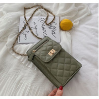 Женская мини сумочка клатч с цепочкой стеганная, маленькая сумка для девушек, модный женский кошелек-клатч Зеленый